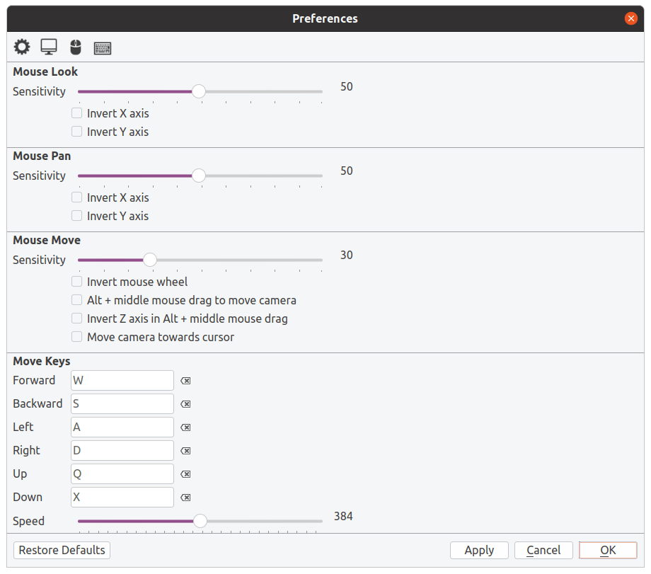 Mouse Configuration Dialog (Ubuntu Linux)