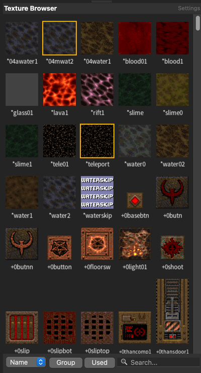 The material browser