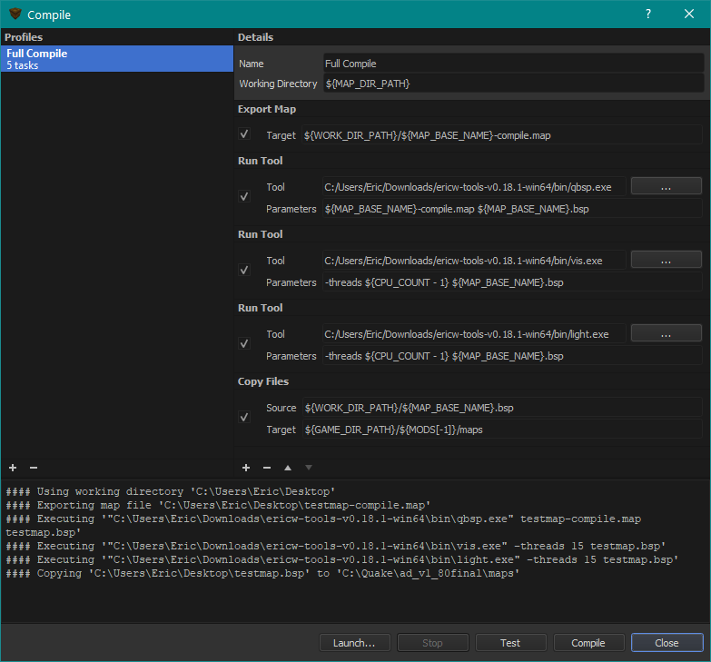 Compilation Dialog (Windows 10)