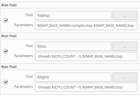 Compilation Dialog Section, with Tool Variables (Ubuntu Linux)